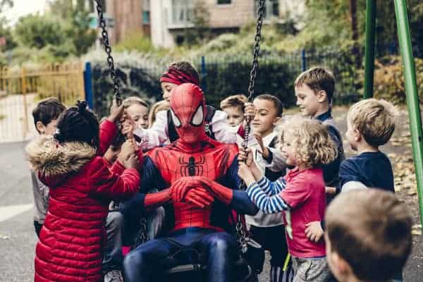 Spiderman at a corporate party