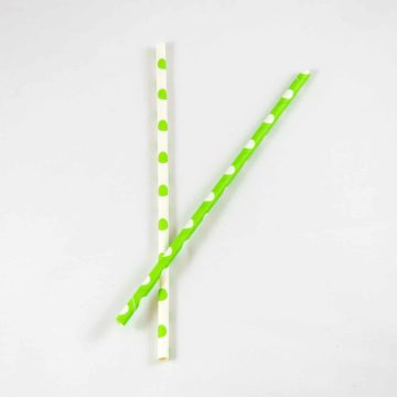 Green and White Polka Dot Straws (10 Pack)