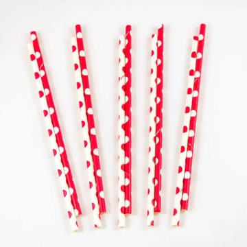 Red and White Polka Dot Straws (10 Pack)