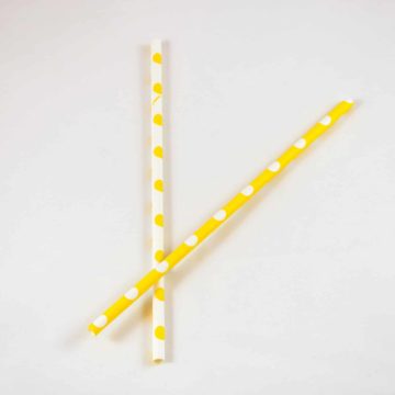 Yellow and White Polka Dot Straws (10 Pack)