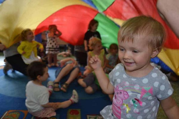 Toddler Party under parachute